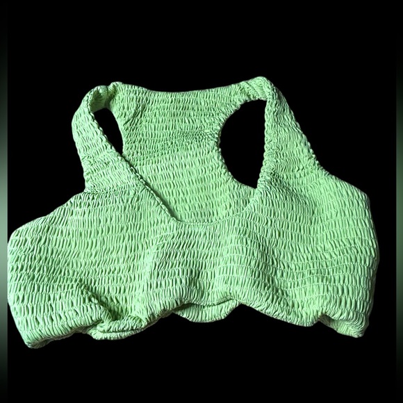 NWOT Naked Wardrobe Two Piece Swim Bikini Smocked Swimsuit Lime Green - Size L - Picture 4 of 7